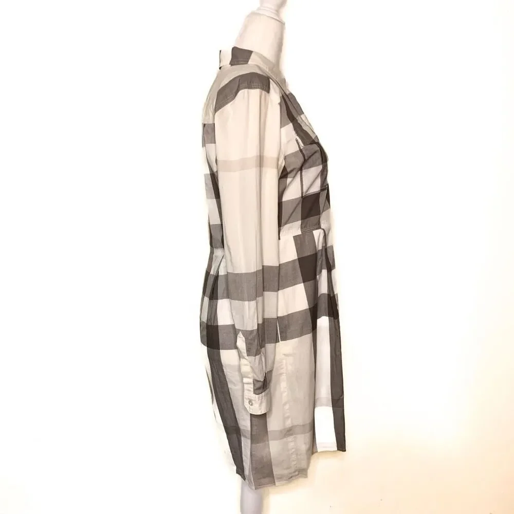 Burberry Brit Checkered Cotton Peggie Mini Pleated Dress Size 6 Long Sleeve - Picture 6 of 9
